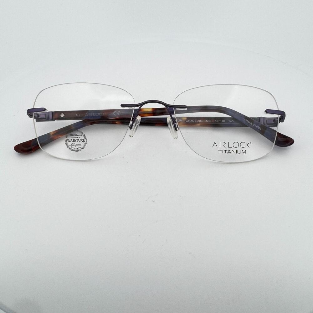 Airlock Eyeglasses Frame Grace 203 530 Rimless Oval Frame Demo Lens 52-18-140